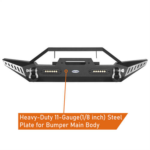 Blade Master Stubby Front Bumper w/Winch Plate & LED Accent Lights For 1987-2006 Jeep Wrangler TJ YJ-LandShaker