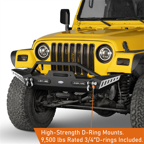 Blade Master Stubby Front Bumper w/Winch Plate & LED Accent Lights For 1987-2006 Jeep Wrangler TJ YJ-LandShaker