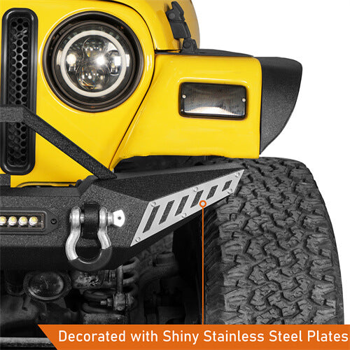 Blade Master Stubby Front Bumper w/Winch Plate & LED Accent Lights For 1987-2006 Jeep Wrangler TJ YJ-LandShaker