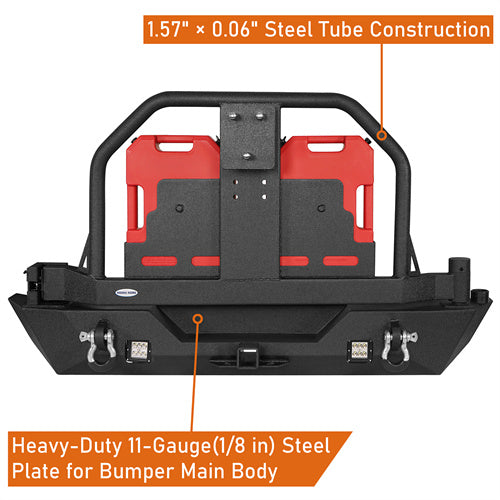 Mad Max Front Bumper & Rear Bumper w/Spare Tire Carrier for 2007-2018 Jeep Wrangler JK - LandShaker 4x4 LSG.2038+2015 20