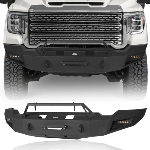 LandShaker Front Bumper w/ Winch Plate & LED Spotlights for 2020-2023 GMC Sierra 2500HD lsg9201 1