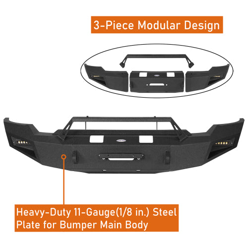 LandShaker Front Bumper w/ Winch Plate & LED Spotlights for 2020-2023 GMC Sierra 2500HD lsg9201 11