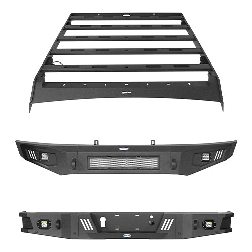 Front Bumper / Rear Bumper / Roof Rack for 2009-2014 F-150 SuperCrew,Excluding Raptor - LandShaker LSG.8205+8201+8204 2