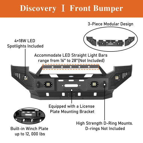 LandShaker Front Bumper w/ Winch Plate for 2005-2007 Ford F-250 lsg8505 12