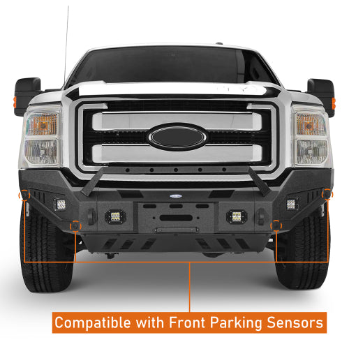 LandShaker Front Bumper w/ Winch Plate & LED Spotlights for 2011-2016 Ford F-250 lsg8525 10