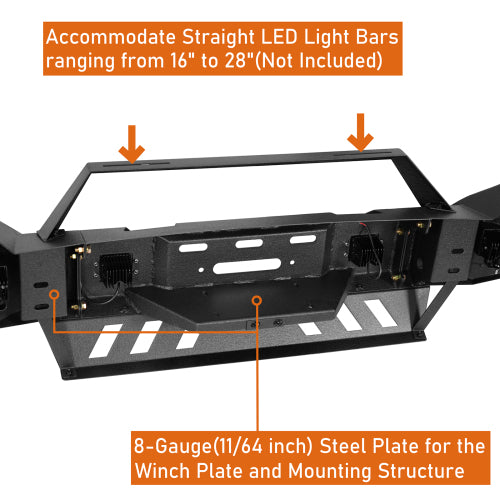Front Bumper w/ Winch Plate & LED Spotlights (11-16 Ford F-250) - LandShaker