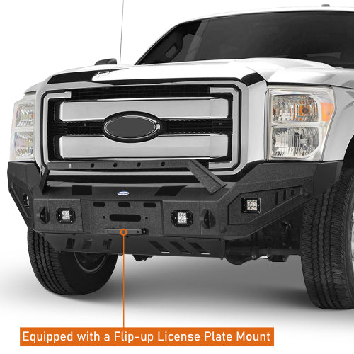 LandShaker Front Bumper w/ Winch Plate & LED Spotlights for 2011-2016 Ford F-250 lsg8525 9