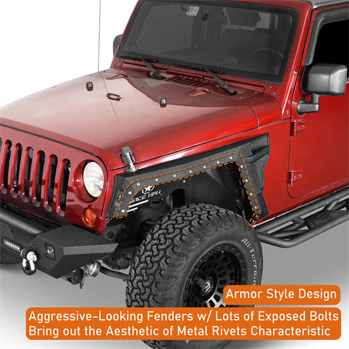 Bulwark Front Fender Flares w/Turn Signal Lights For 2007-2018 Jeep Wrangler JK - LandShaker-lsg2103-7