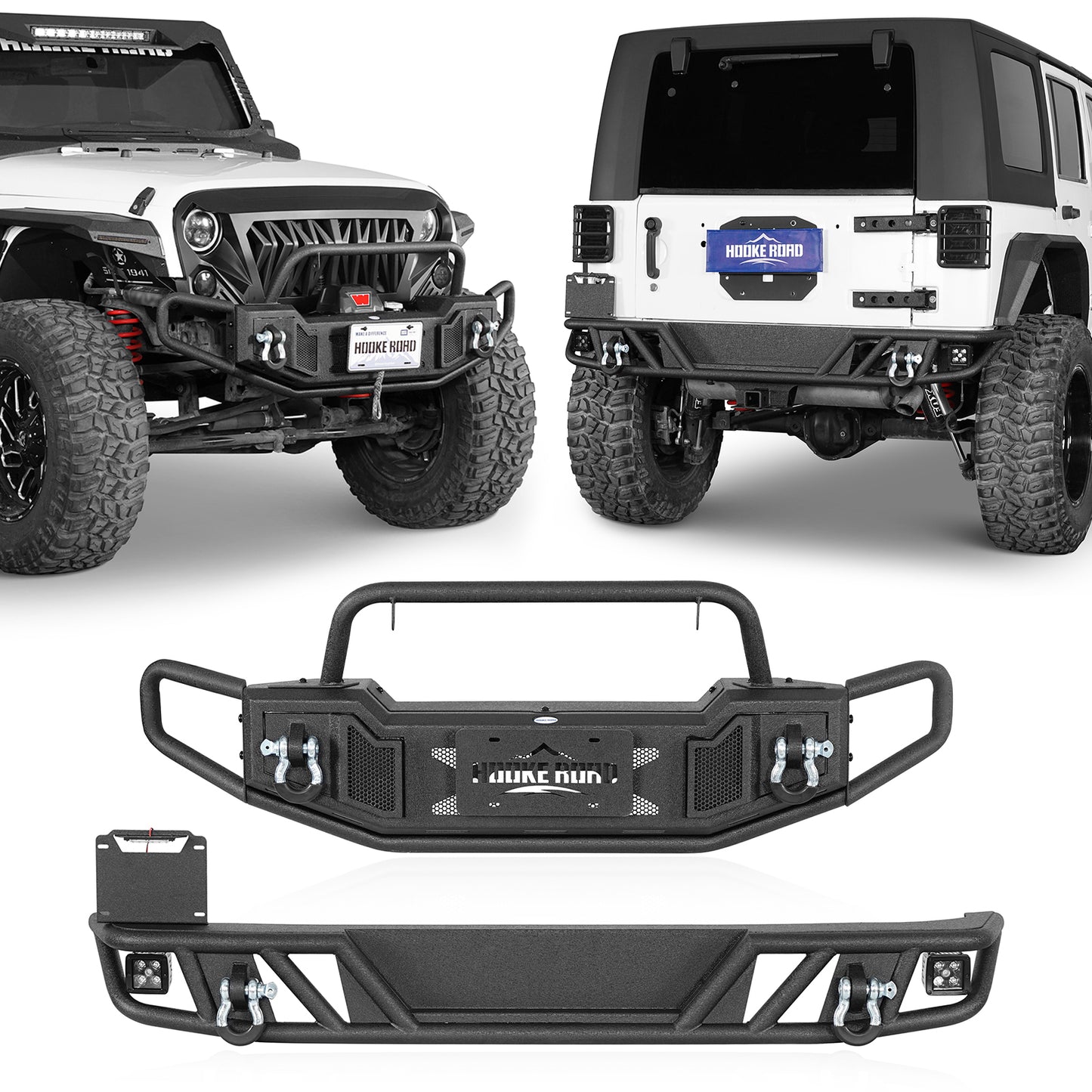 Tubular Front & Rear Bumper For 2007-2018 Jeep Wrangler JK - Landshaker4x4