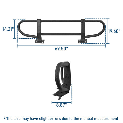 Full Grille Guard Front Brush Guard w/ Steel Modular Bumper For 2021-2025 Ford Bronco (Excluding Raptor, Everglades, Black Diamond Models) - LandShaker4x4