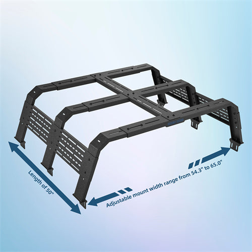 18.8" High Overland Bed Rack For 2020-2025 Jeep Gladiator JT / 2005-2023 Toyota Tacoma(5' Bed) / 2019-2025 Ford Ranger - Landshaker4x4