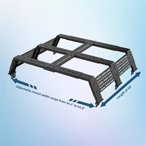 12.2" High Overland Bed Rack For 2020-2025 Jeep Gladiator JT / 2005-2023 Toyota Tacoma(5' Bed) / 2019-2025 Ford Ranger - Landshaker4x4