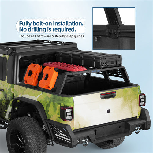 12.2" High Overland Bed Rack For 2020-2025 Jeep Gladiator JT / 2005-2023 Toyota Tacoma(5' Bed) / 2019-2025 Ford Ranger - Landshaker4x4