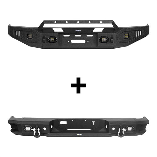Full Width Front Bumper w/Winch Plate & Rear Bumper w/Hitch Receiver for 2007-2013 Toyota Tundra LandShaker LSG.5205+LSG.5201 2