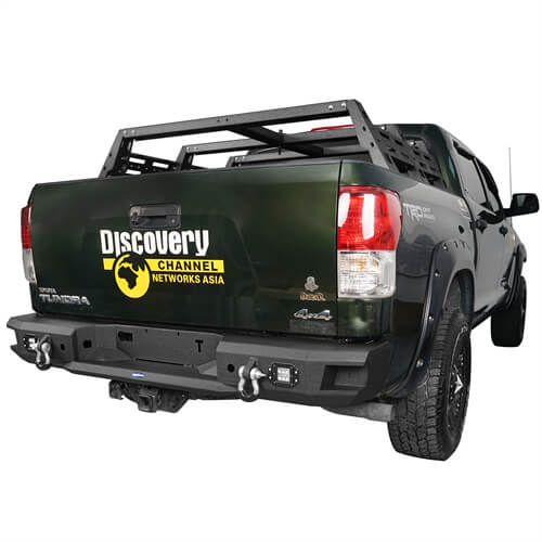 Full Width Front Bumper w/Winch Plate & Rear Bumper w/Hitch Receiver for 2007-2013 Toyota Tundra LandShaker LSG.5205+LSG.5201 6