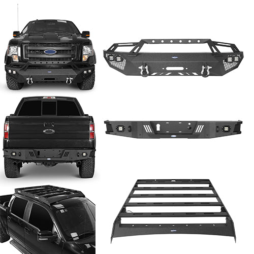 Ford F-150 Front Bumper / Rear Bumper / Roof Rack for 2009-2014 F-150 SuperCrew,Excluding Raptor - LandShaker 4x4 LSG.8205+8200+8204 1