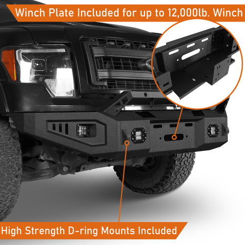 LandShaker Full Width Front Bumper w/ Winch Plate for 2009-2014 Ford F-150, Excluding Raptor lsg8213s 9