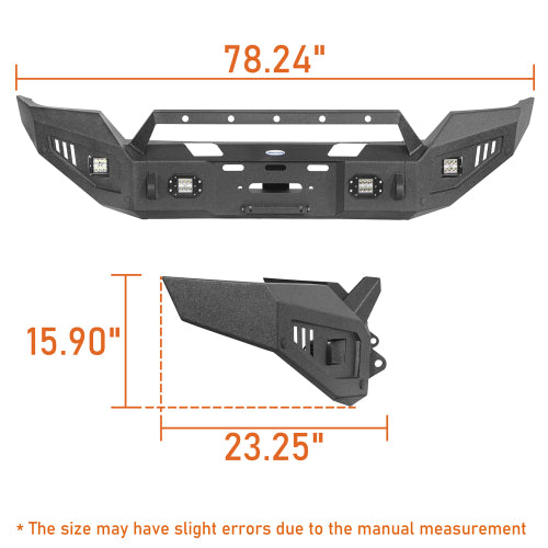 LandShaker Full-Width Front Bumper w/ Winch Plate & LED Spotlights for 2016-2018 Silverado 1500 lsg9026 7