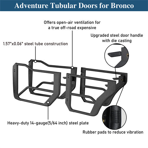 Off-road Half Front & Rear Doors For 2021-2025 Ford Bronco 4-Door - LandShaker4x4