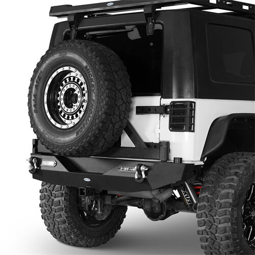 Jeep JK Rear Bumper w/Tire Carrier & Hitch Receiver for 2007-2018 Jeep Wrangler JK - LandShaker 4x4 l2029s 2