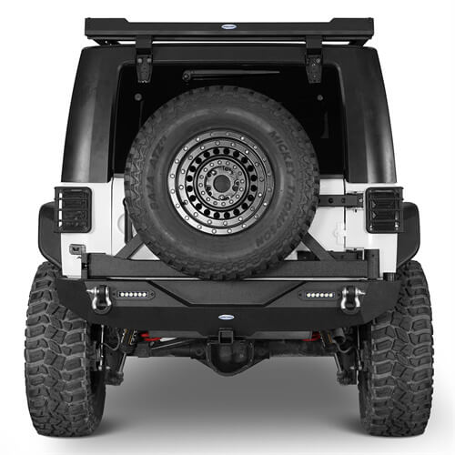 Jeep JK Rear Bumper w/Tire Carrier & Hitch Receiver for 2007-2018 Jeep Wrangler JK - LandShaker 4x4 l2029s 3