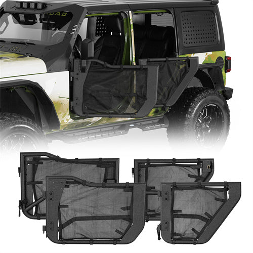 Adventure Tube Half Front & Rear Doors w/ Black shade skins For 2018-2025 Jeep Wrangler JL 4 Doors/ Gladiator JT - Landshaker4x4