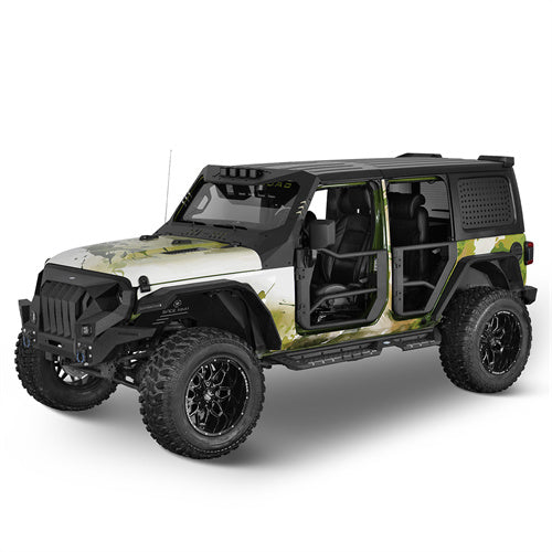 Adventure Tube Half Front & Rear Doors w/ Black shade skins For 2018-2025 Jeep Wrangler JL 4 Doors/ Gladiator JT - Landshaker4x4