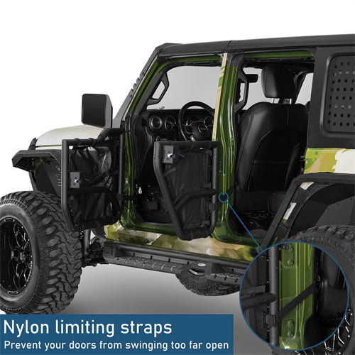 Adventure Tube Half Front & Rear Doors w/ Black shade skins For 2018-2025 Jeep Wrangler JL 4 Doors/ Gladiator JT - Landshaker4x4