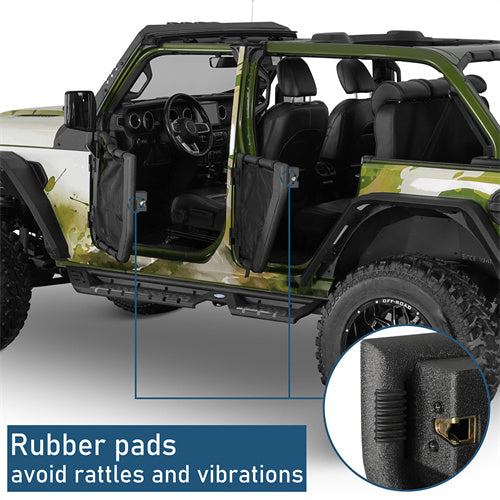 Adventure Tube Half Front & Rear Doors w/ Black shade skins For 2018-2025 Jeep Wrangler JL 4 Doors/ Gladiator JT - Landshaker4x4