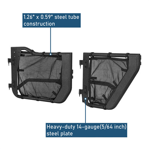 Adventure Tube Half Front & Rear Doors w/ Black shade skins For 2018-2025 Jeep Wrangler JL 4 Doors/ Gladiator JT - Landshaker4x4
