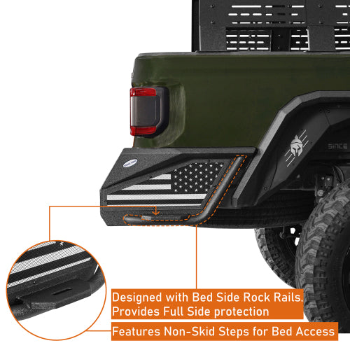LandShaker Jeep JT Rear Bumper w/ Bedside Slider Steps for Jeep Gladiator JT lsg7019s 11