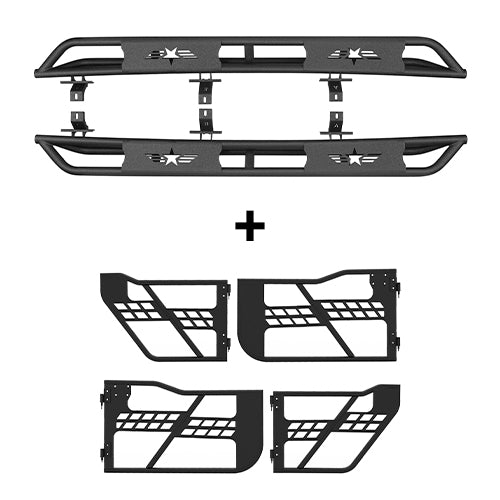 Jeep JT Side Steps & Tubular Half Doors for 2020-2023 Jeep Gladiator 4-Door - LandShaker 4x4 LSG.3009+7002 2