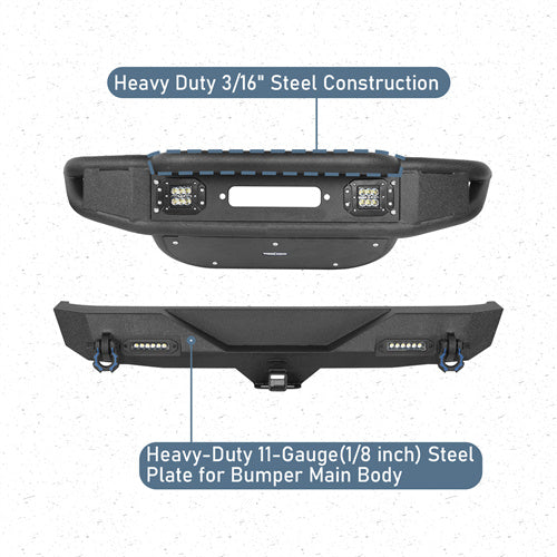 Lotus Tubular Stubby Front Bumper & Different Trail Rear Bumper Combo(07-18 Jeep Wrangler JK JKU)-LandShaker
