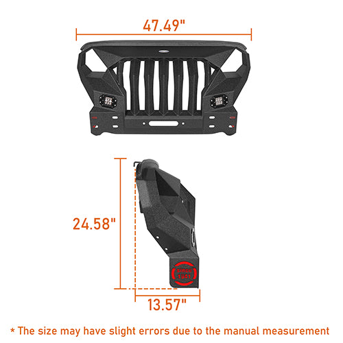 Front Bumper w/Grille Guard & Rear Bumper for 2007-2018 Jeep Wrangler JK - LandShaker 4x4 LSG.2038+2030 24