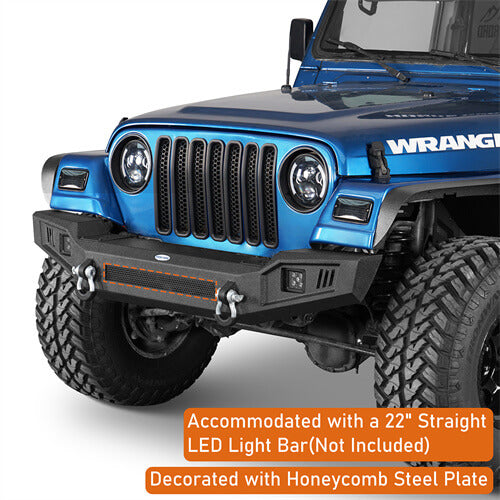 Off Road Front Bumper w/ LED spotlights included For 1997-1906 Jeep Wrangler TJ - LandShaker