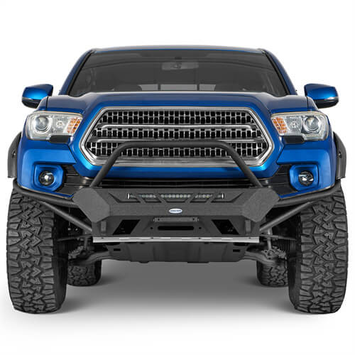 Off Road Tube Front Bumper w/ LED Light Bar For 2016-2023 Toyota Tacoma 3rd Gen - LandShaker