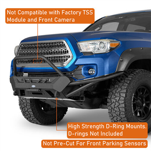 Off Road Tube Front Bumper w/ LED Light Bar For 2016-2023 Toyota Tacoma 3rd Gen - LandShaker