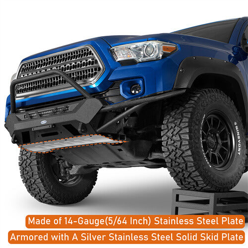 Off Road Tube Front Bumper w/ LED Light Bar For 2016-2023 Toyota Tacoma 3rd Gen - LandShaker