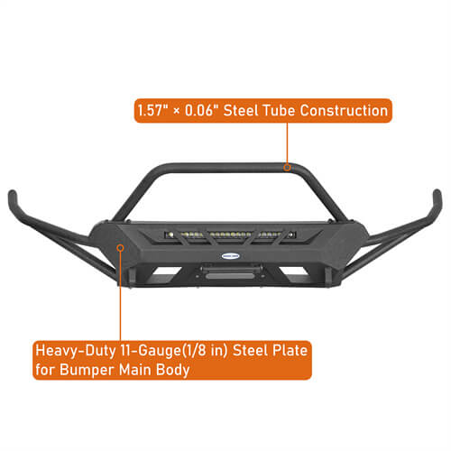 Off Road Tube Front Bumper w/ LED Light Bar For 2016-2023 Toyota Tacoma 3rd Gen - LandShaker