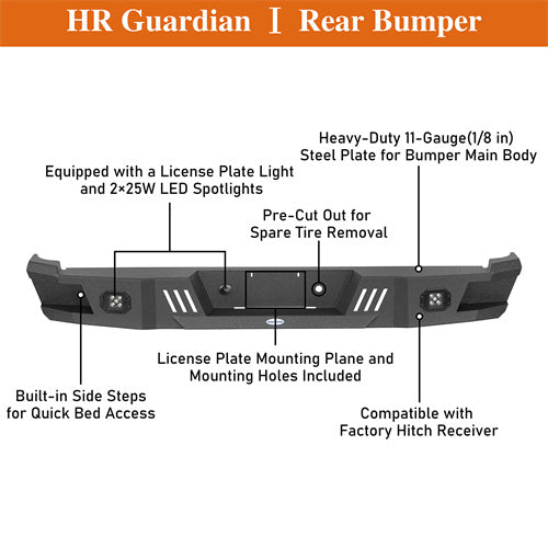 Off Road Rear Bumper For 1988-1998 Chevy C/K 1500 2500 Fleetside - LandShaker