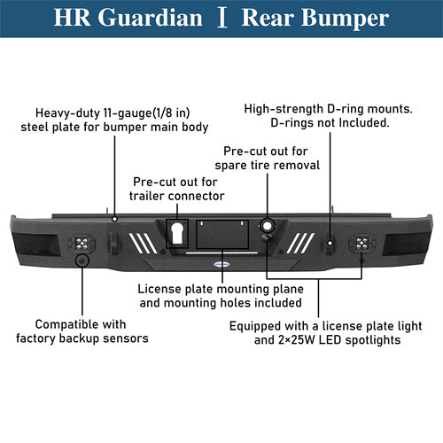 Rear Bumper For 2011-2019 Chevy Silverado 2500HD/3500HD & GMC Sierra 2500HD/3500HD - Landshaker4x4