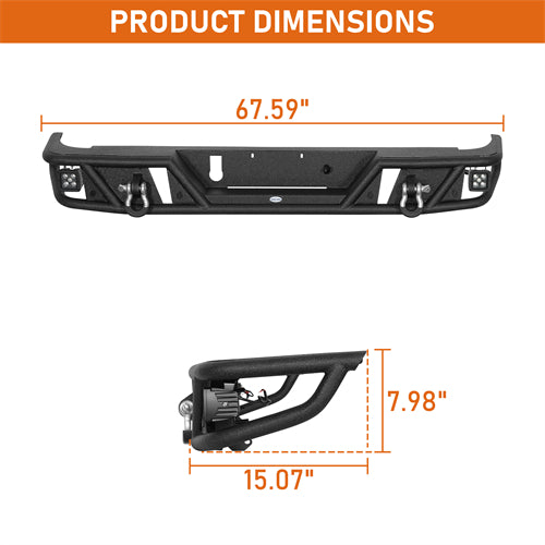 Tubular Rear Bumper For 2020-2025 Jeep Gladiator JT - Landshaker4x4