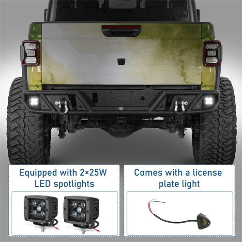Tubular Rear Bumper For 2020-2025 Jeep Gladiator JT - Landshaker4x4