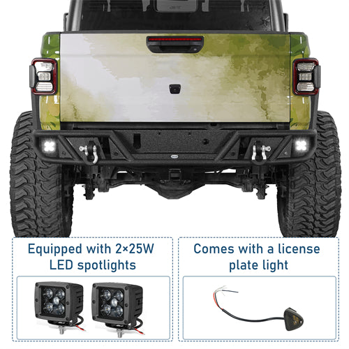 Tubular Rear Bumper For 2020-2025 Jeep Gladiator JT - Landshaker4x4