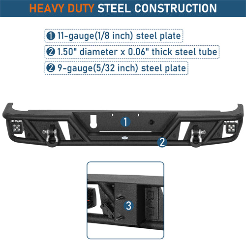 Tubular Rear Bumper For 2020-2025 Jeep Gladiator JT - Landshaker4x4