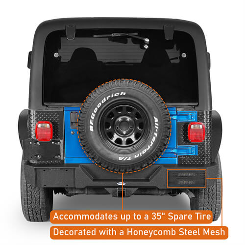 Rear Bumper w/ LED Lights For 1987-2006 Jeep Wrangler YJ & TJ - LandShaker-lsg1039-5