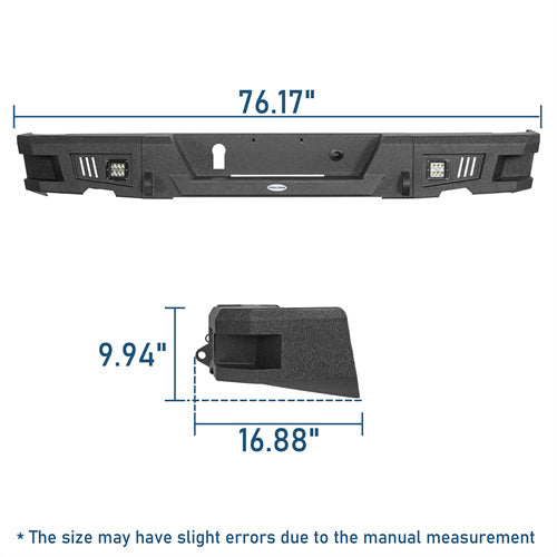 Durable Rear Bumper w/LED Lights(09-18 Dodge Ram 1500)-LandShaker