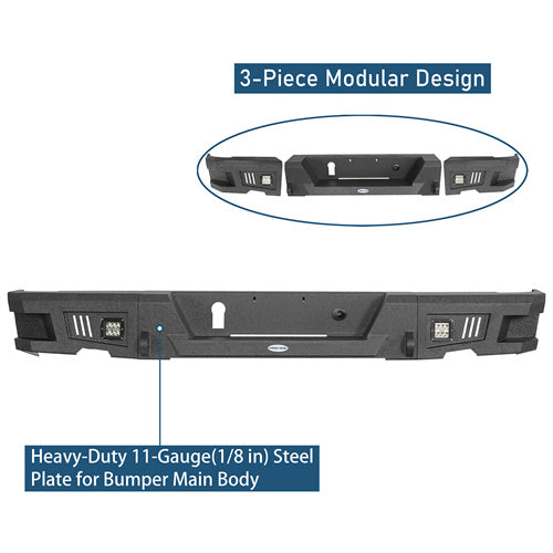Durable Rear Bumper w/LED Lights(09-18 Dodge Ram 1500)-LandShaker