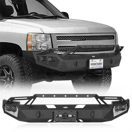 Road Trip Front Bumper w/ LED Spotlights For 2007-2013 Chevy Silverado 1500 2nd Generation - LandShaker-lsg9034-1