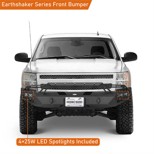 Road Trip Front Bumper w/ LED Spotlights For 2007-2013 Chevy Silverado 1500 2nd Generation - LandShaker-lsg9034-4